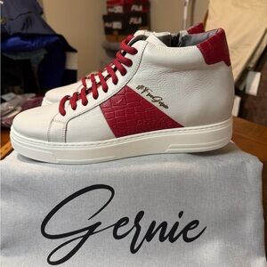 NIB Men's Gernie NYC 613's HIGH TOP SNEAKER WHITE RED CROCO SIZE 10.5 $245 MSRP